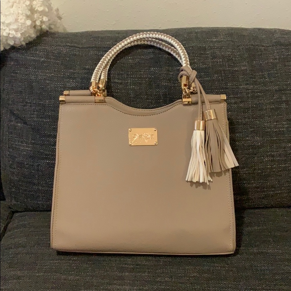 Bebe Tan handbag w/ Tassel accent